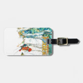 Étiquette À Bagage Une femme se met sur son skis (Devant horizontal)