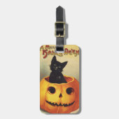Étiquette À Bagage Une joyeuse Halloween par Ellen Clapsaddle, Chat V (Devant Vertical)
