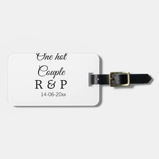 Étiquette À Bagage Une lettre initiale de nom de couple chaud date te (Devant horizontal)