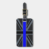 Étiquette À Bagage Une ligne bleue mince Union Jack (Devant Vertical)