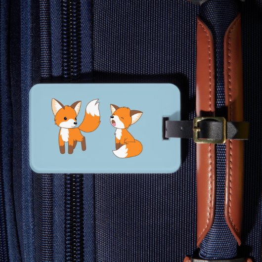 Étiquette À Bagage Une paire de mignons petits Fox sur bleu (Insitu Rectoal 4)