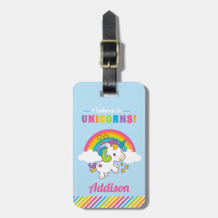 Étiquette À Bagage Unicorn Arc en ciel coloré mignon fille bagage
