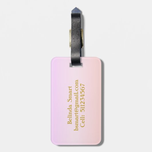 Étiquette À Bagage Unicorn Fleurs et étoiles (Dos Vertical)