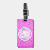 Étiquette À Bagage Unicorn Parties scintillant rose Nom personnalisé (Devant Vertical)