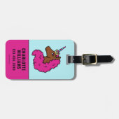 Étiquette À Bagage Unicorne Afro Rose Chaud (Devant horizontal)
