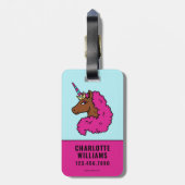Étiquette À Bagage Unicorne Afro Rose Chaud (Dos Vertical)