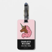 Étiquette À Bagage Unicorne Afro Rose clair (Dos Vertical)