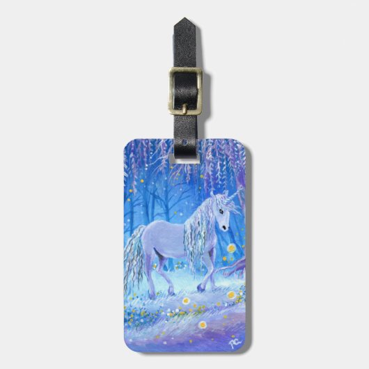 Étiquette À Bagage Unicorne dans les bois (Devant Vertical)