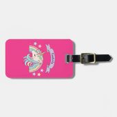 Étiquette À Bagage Unicorne et Arc-en-ciel scintillant Nom personnali (Devant horizontal)