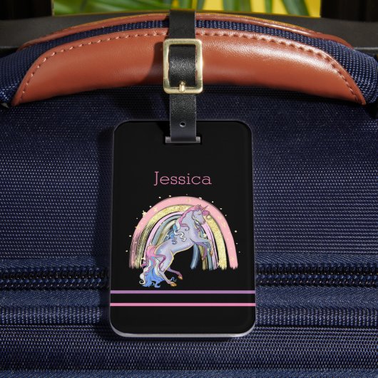 Étiquette À Bagage Unicorne moderne Pastel Rainbow (Insitu Rectoal 2)