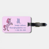 Étiquette À Bagage Unicorne rose et pourpre (Dos horizontal)