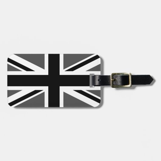 Étiquette À Bagage Union Jack noire et grise (Devant horizontal)