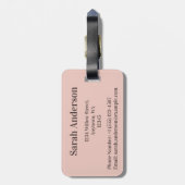 Étiquette À Bagage Unique Feminine Jolie rose Motif géométrique (Dos Vertical)