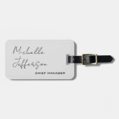 Étiquette À Bagage Unique Stylish Moderne Calligraphie Plain Gris (Devant horizontal)