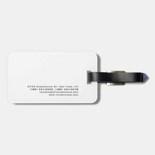 Étiquette À Bagage Unique Stylish Moderne Calligraphie Plain Gris (Dos horizontal)