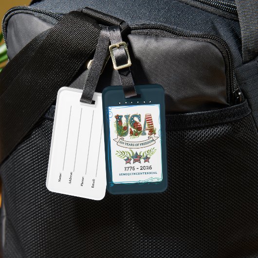 Étiquette À Bagage US 250 Years of Freedom Elegant Botanical