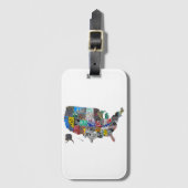Étiquette À Bagage US American United States Map Flag License Plate A (Devant Vertical)