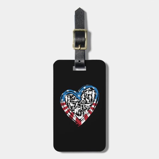 Étiquette À Bagage USA Flag American Runner - Runt Heart (Devant Vertical)