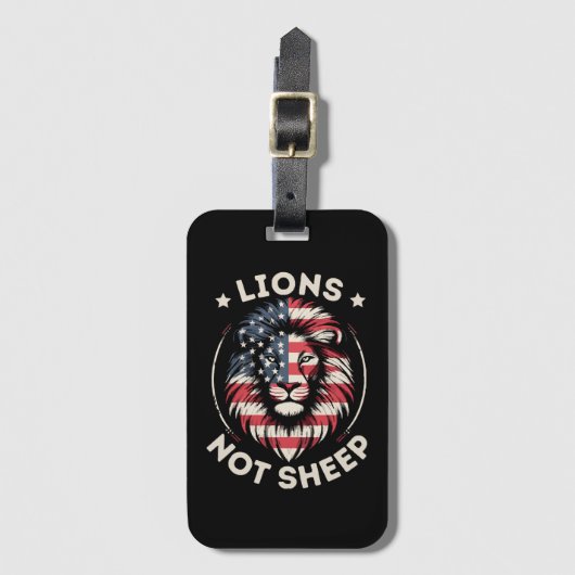 ÉTIQUETTE À BAGAGE USA FLAG, LIONS NON SHEEP (Devant Vertical)