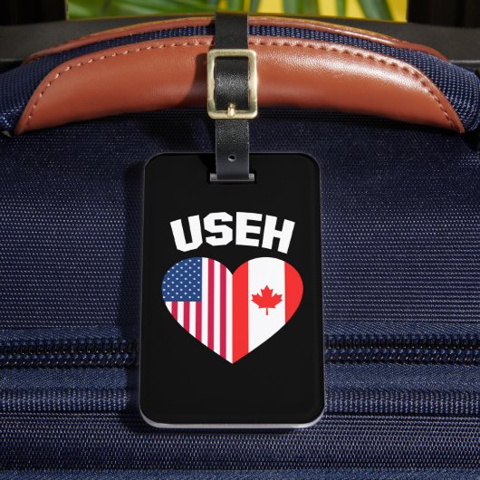 Étiquette À Bagage USEH America Canada Drapeau drôle Américain Canadi (Insitu Rectoal 2)