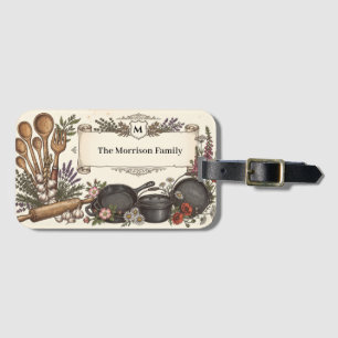 Étiquette À Bagage Ustensiles de cuisine vintage et bannière avec nom