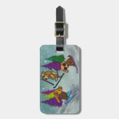 Étiquette À Bagage Vacances de ski de chiot (Devant Vertical)