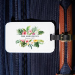 Étiquette À Bagage Vacances d'été botanique tropicale<br><div class="desc">Tropical botanique floral vacances été feuillage élégant design personnalisé.</div>