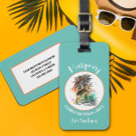 Étiquette À Bagage Vacances d'été en famille Turquoise<br><div class="desc">Offre amusante pour vos vacances d'été,  cette étiquette de bagage présente une illustration de vacances d'été sur un arrière - plan turquoise,  ainsi que votre nom de famille,  votre année et votre emplacement dans des lettres chic et vos informations imprimées sur le dos.</div>