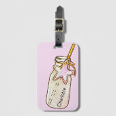 Étiquette À Bagage Vacances plage boire un bon nom rose pâle (Devant Vertical)