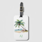 Étiquette À Bagage Vacances sur la plage de Monogram (Devant Vertical)