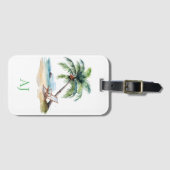 Étiquette À Bagage Vacances sur la plage de Monogram (Devant Horizontal)