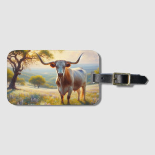 Étiquette À Bagage Vache à landes du printemps du Texas