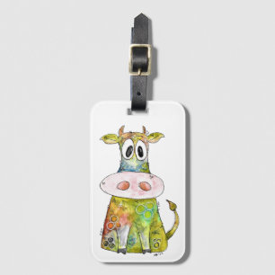 Étiquette À Bagage Vache blanche couleur blanc mignon