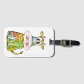 Étiquette À Bagage Vache blanche couleur blanc mignon (Devant Horizontal)