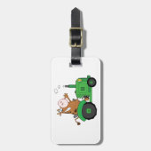 Étiquette À Bagage Vache conduisant un tracteur (Devant Vertical)
