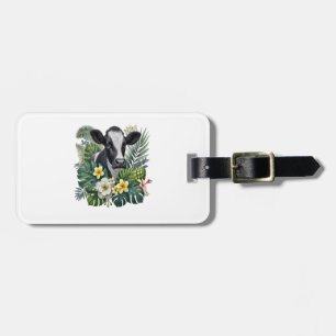 Étiquette À Bagage Vache dans la jungle florale Png, Vache tropicale