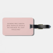 Étiquette À Bagage Vache d'aquarelle couleur rose vif personnalisée (Dos horizontal)