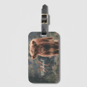 Étiquette À Bagage Vache de Highland calvaire herbe d'automne monogra (Devant Vertical)