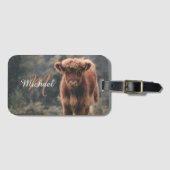 Étiquette À Bagage Vache de Highland calvaire herbe d'automne monogra (Devant Horizontal)
