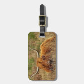 Étiquette À Bagage Vache écossaise des Highlands dans l'herbe (Devant Vertical)