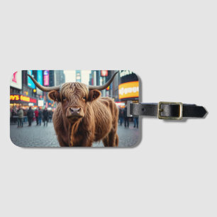 Étiquette À Bagage Vache Highland dans le Carré du Times