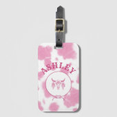 Étiquette À Bagage Vache rose mignonne Imprimer Rodéo occidental pers (Devant Vertical)