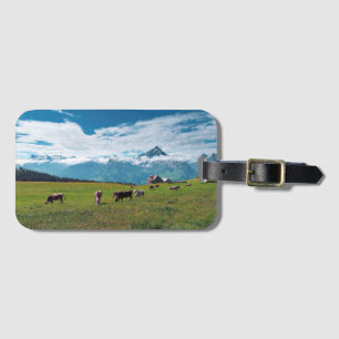 Étiquette À Bagage Vaches heureuses à la ferme en Suisse