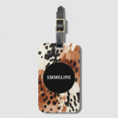 Étiquette À Bagage Vachette animale à la crème Brown (Devant Vertical)