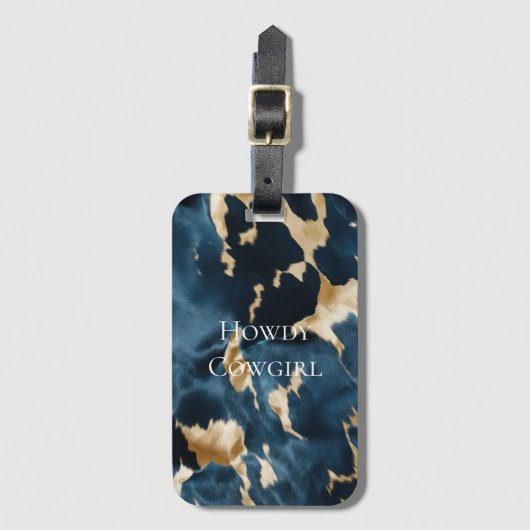 Étiquette À Bagage Vachette dorée Brown de l'Ouest (Devant Vertical)