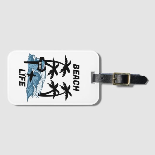 Étiquette À Bagage Vague de plage Funny (Devant Horizontal)