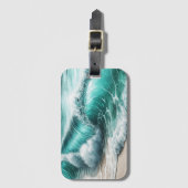 Étiquette À Bagage Vague océanique Turquoise sur la plage de sable (Devant Vertical)