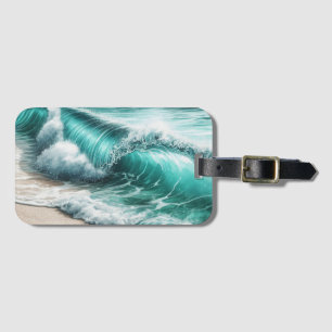 Étiquette À Bagage Vague océanique Turquoise sur la plage de sable