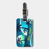 Étiquette À Bagage Vagues et palmiers (Devant Vertical)