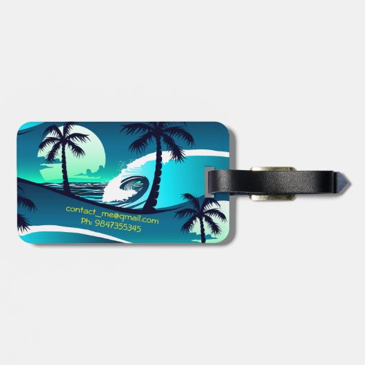 Étiquette À Bagage Vagues et palmiers (Dos horizontal)
